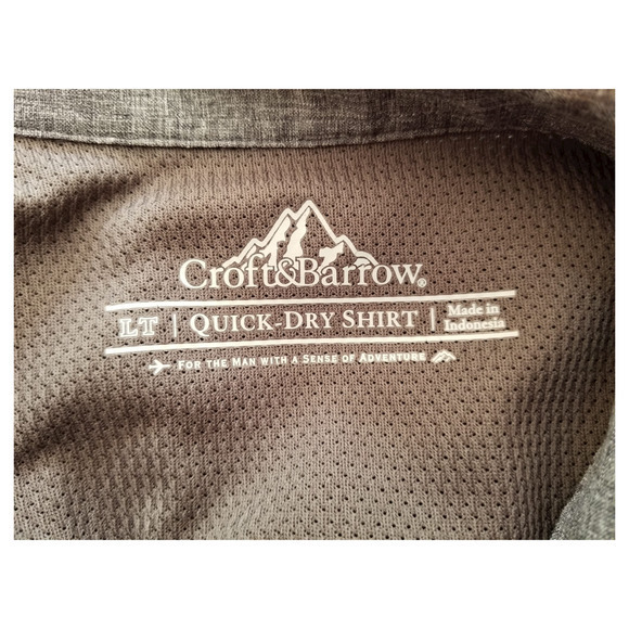 Croft & Barrow Quick Dry Men's Gray Shirt Size LT Length‎ 31 in Pit to Pit 25 in - Picture 4 of 6